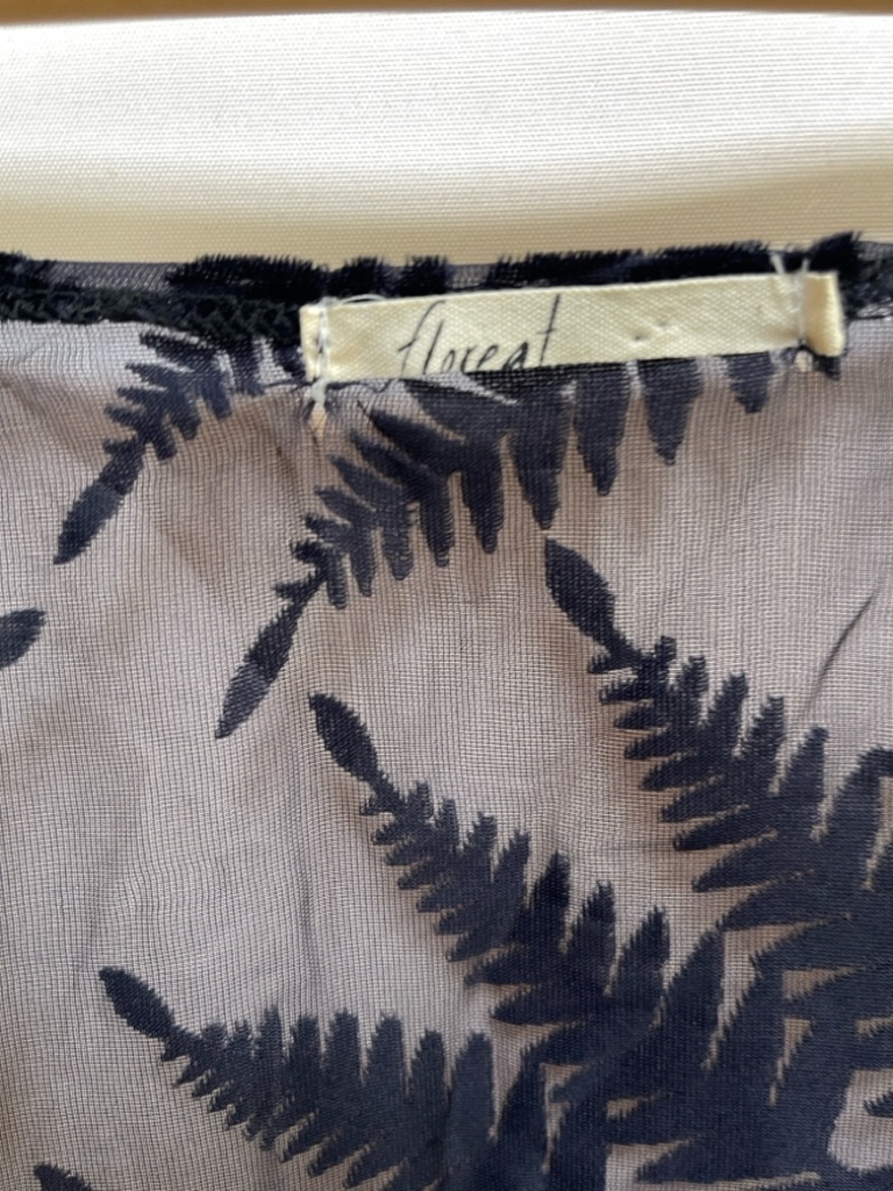Sheer Burnout Velvet Kimono Black Fern Duster, Cover-up | Boho Lagenlook Layer - Picture 7 of 8